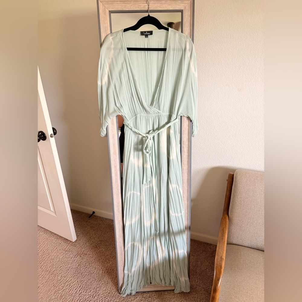 Lulus Long Live Love Sage Green Tie-Dye Maxi Dress